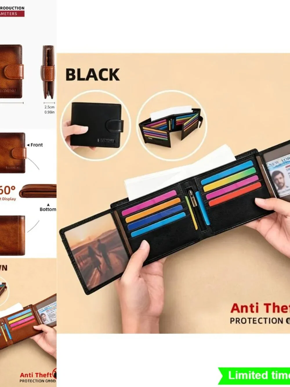 Genuine Leather Wallet 19 Card Slots Cowhide Card Holder